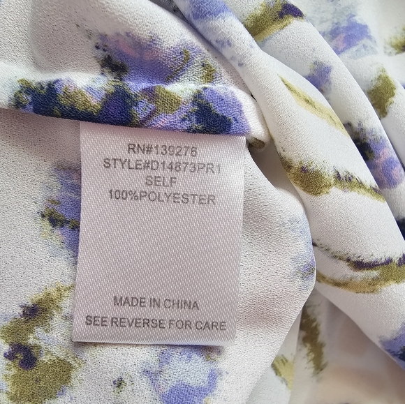 Daniel Rainn White Violet/Navy Floral Pleated Blouse - Picture 7 of 7